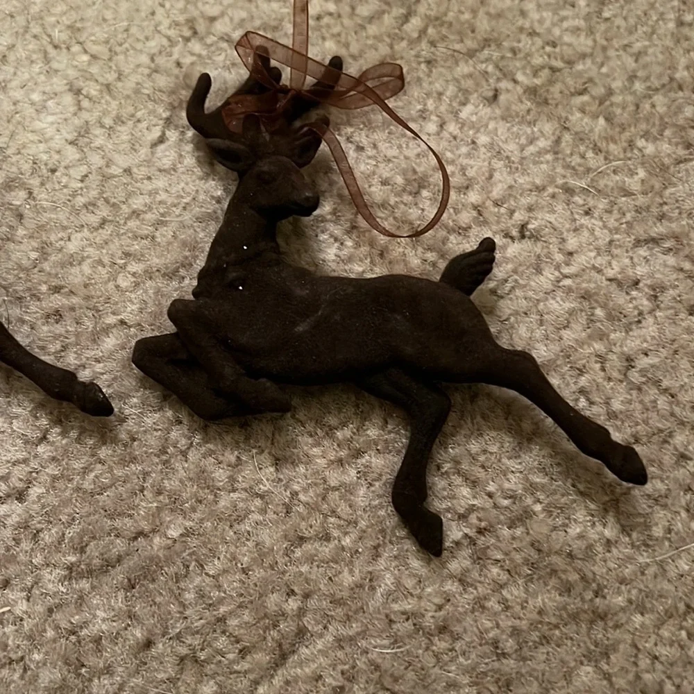 Set of 2 Felt Deer Ornaments